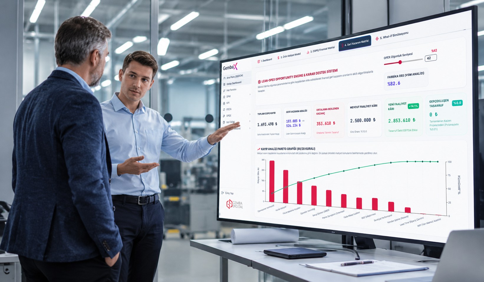 Consulting team explains the OpXSuite screen
